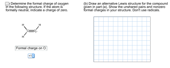 Determine the formal charge of oxygen in the foll
