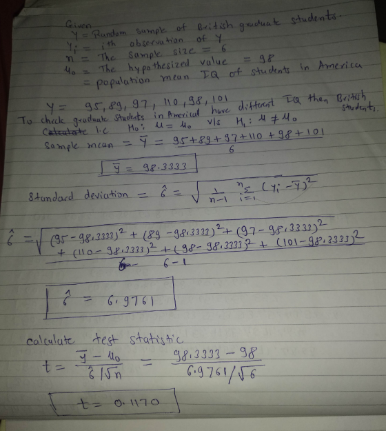 Randon sampk of eitish qudua students nニThe Sample. Size...-6 4。- The hypothesized value gR ニpopulation mean Ta_of. Student