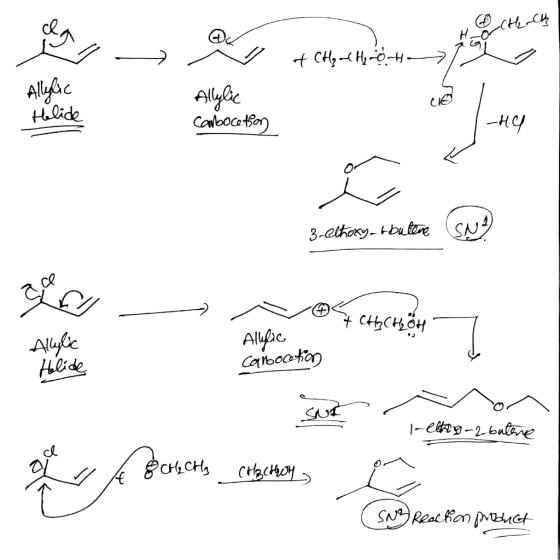 tCH-H Allghe Hhlide Alybe Catbocation SN 3-ethoxy-Hbutere с4gснон Alyfte Haide Alvpic Caboaton 1-C-nlane Воксн, SNRReacion Mc