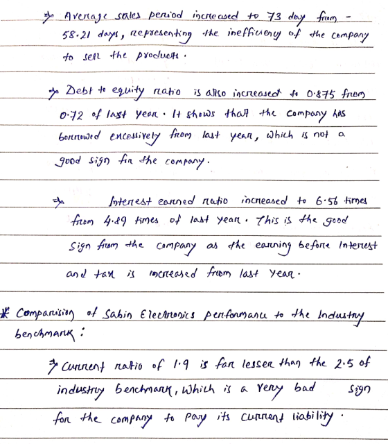 to Average sales period increased to 7 day from - 58.21 days, representing the inefficiency of the company to sell the produc