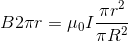 B2\pi r=\mu _{0}I\frac{\pi r^{2}}{\pi R^{2}}