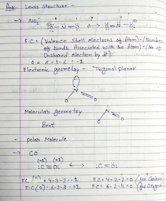 Ans: Lewis Structure- NOTA - Ñ =Ö Es Ö=ÑOLA FC = (Valence Shell electrons of Atom) - (Numbes on bonds Associated with the Ato