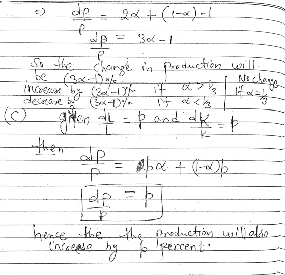 =) 32-1 Р 3 al de 2x + (1-0)-1 ap So the change in poro oduction will be No change incorcise by (3&-03% if a sto liferation d