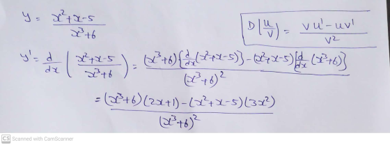 Blu- vul-uv! V2 y=x²+x-5 X+6 your ); x++) { da(324-5)-684x+8)+ (P+6) (22²46² -(X+6) (2x+1)-(x2+x-5)(3x) (3+6)² CS Scanned wit