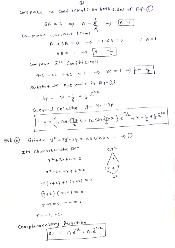 Coe fficients o both sides of Eqh 6 Com par 6A 6 A =1 Com Pare Constant terms A 6B =O I G B o B = Com pare Coeffi cients 4-C-