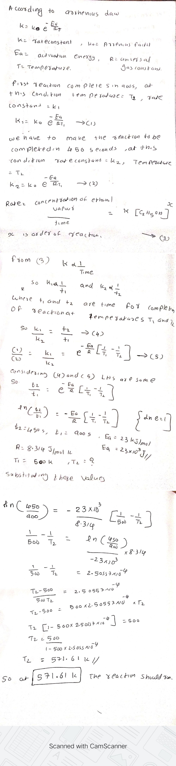 VILLA aoonenius daw According to kako ė Ea KE rareconstant , kot Arsenious factor Ea= activation Т- Te m() exhчуе. Energy, Ri