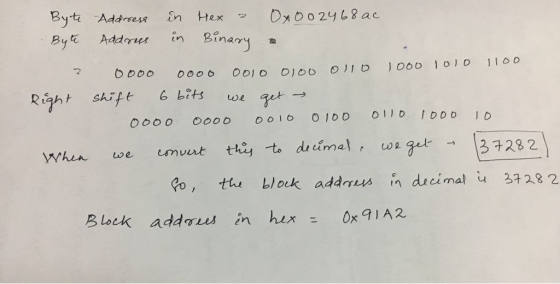 Byte Addmuz in Binary Right shift 6bits we get → [37382) o, tte block addmusin decimal 3t2