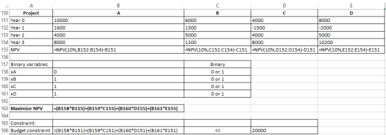 10000 1600 4000 8000 =NPV(10%,B152:B154)-B151 6000 4000 8000 1300 -1500 -2000 5000 4000 5000 1200 8000 10200 =NPV(10%,C152:C1