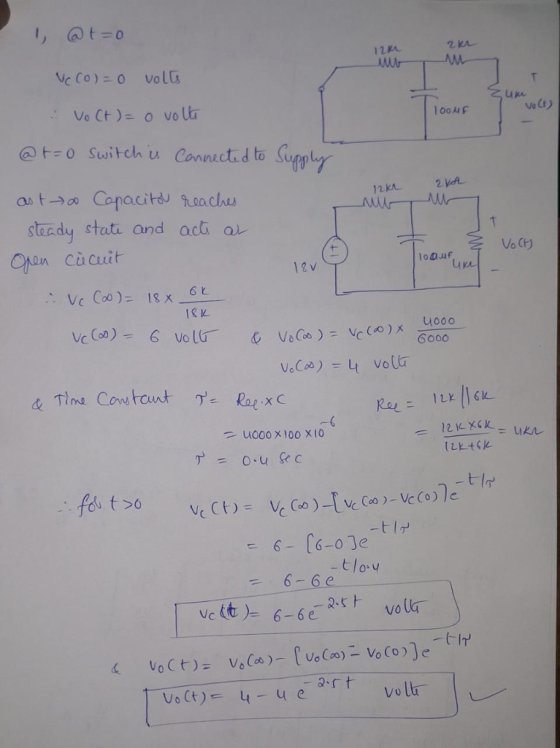 Wwr loouF J) staady stati and acG a Ohin Càcuit 12V uooo ucoo x 100 x 10 7 = 0.uge c tla 6-6e CIT .a.r t voltr |レ//