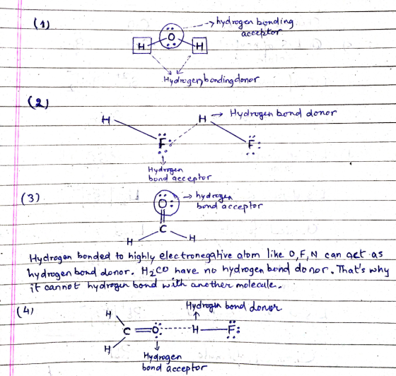 ory hydrogen bonding acceptor Hydrogen bonding doner H Hydrogen bond donor Hydrogen bond aeceptor (0g a hydrogen bond accepto
