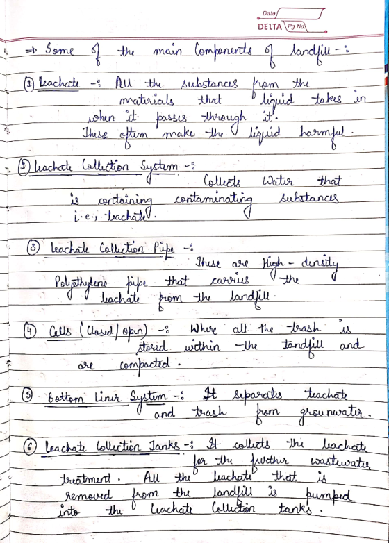 Dato bien luomi DELTA Pg No Some of the main components of landfill - : 1 beachate - All the substances from the a materials