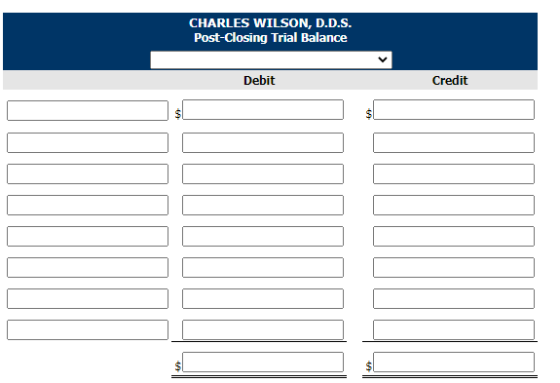 CHARLES WILSON, D.D.S. Post-Closing Trial Balance Debit Credit