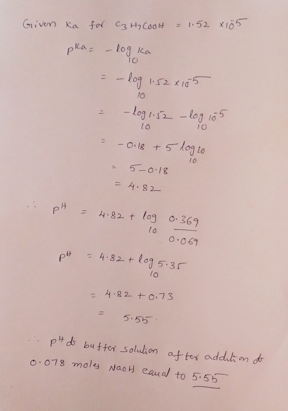 Given ka for 3 H₂ Coolt 1.52 x105 plaz – log log ka TO -log 1152 x 105 - logrosa – log 105 LO 10 - 0.18 + 5 log to 5-0.18 = 4