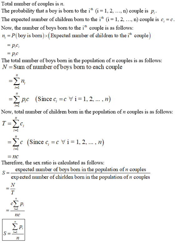 Total number of couples is n. The probability that a boy is born to the ih (i = 1, 2, ..., n) couple is p. The expected numbe