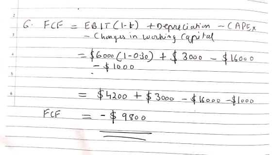 2 EBITC-)0epeciahn CAPER Chongs FCE wabisg Capital $16000 $6o001-030) + 3000 4 $4200 +$3o00 - এ 6००० -lo०० 6 FCF $ १९००