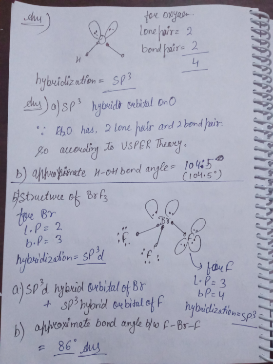 YYTITIS fore oxygen. lone pairz 2 No bord pair- 2 4 hybridization = SP3 ebuy) a) sp hybridd oubital ono . R620 has, a lone pa