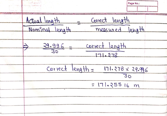 Page No Acual lenath Neminal leng th CoYnect length meas uned length Coriect length 29.996 30 leng th Correct nl.78x 29.96 30