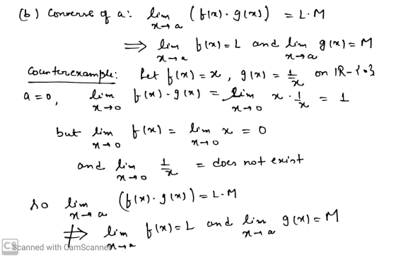 (6) Converse of a lim (bm).g103) = L.M 2a lim fial=L and dim g(x)=M Na Counter example: a=0 let blan) = x, 919) blagog (n)=si