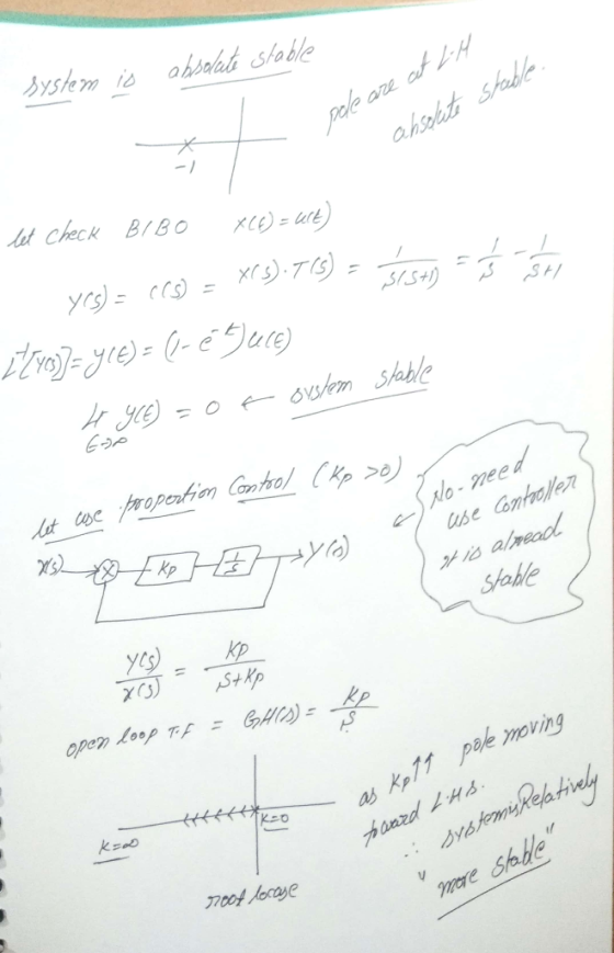System is absolute stable pole are at L-H absolute stable - let check BIBO XC6) = u(t) ys) = c(3) = x(s):7/5) - šist) = Ś it