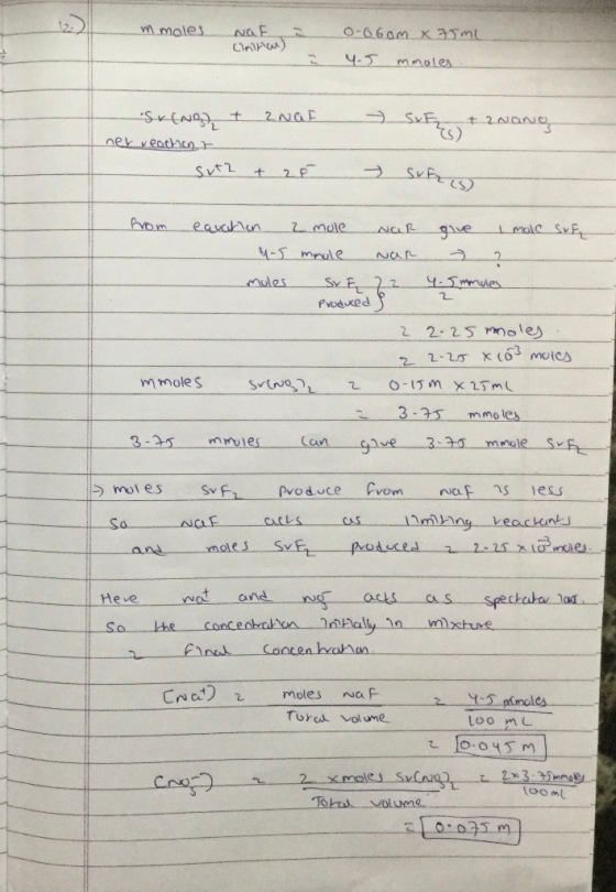 mmoles NaF Ciniran) 0-660m x 75ml 4.5 mmoles - SvF + 2Nang SKING + 2NaF ner reaction to sut2 + z Sufis from equation 2 mole N