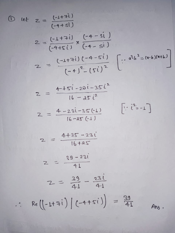 0 let z = 2 = (-2+72) (-4+ si) (-2+71) (-4-si ) (-4+5) (-4-si) (+71) (-4-5i) (-+)?-151)? 6 2 = (a-6) (a+b) (1. os restos z z