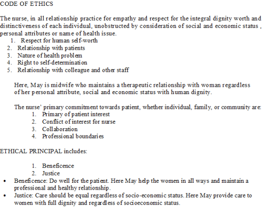 CODE OF ETHICS The nurse, in all relationship practice for empathy and respect for the integral dignity worth and distinctive