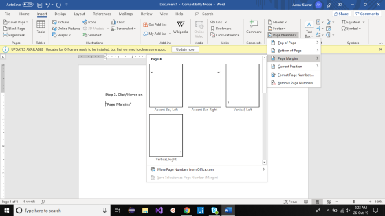 AutoSave Of H o : Document1 - Compatibility Mode - Word Arnav Kumar AKA - O X Share Comments TT Equation Symbol File Home Ins