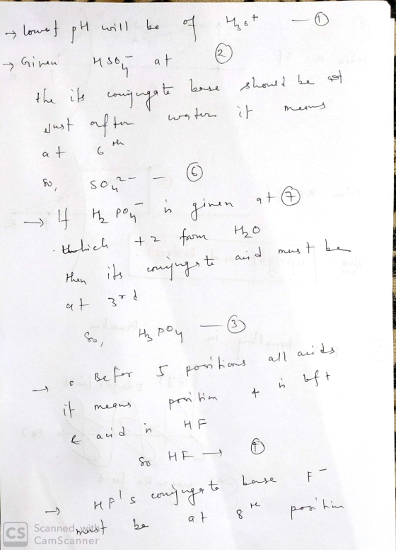 → lowest pH will be of Given 4305 at the its conjugate bese just after water at the hot -o 0 to should be ast it means 7 o 8