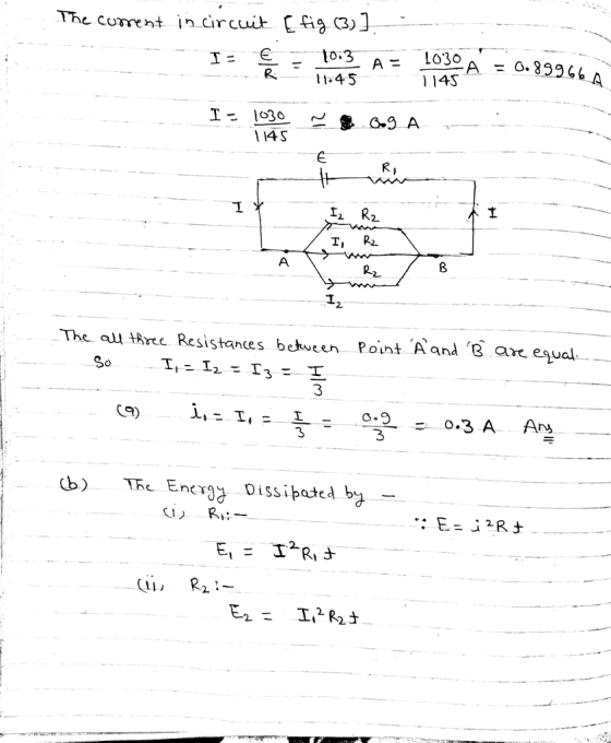 The cuent in ircuit C3) 11.45 1145 114S 2 The au htc Resistances bckucen Point Aand arc equal 3 ca) (リ R: