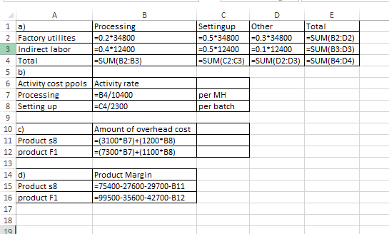 A Settingup Other Total =0.5*34800 =0.3*34800 -SUM(B2:D2) =0.5*12400 =0.1.12400 -SUM(B3:03) -SUM(C2:03) -SUM(D2:03) -SUM(B4:0