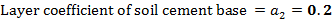 Layer coefficient of soil cement base = az = 0.2