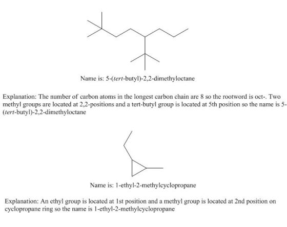 Name is: 5-(tert-butyl)-2,2-dimethyloctane Explanation: The number of carbon atoms in the longest carbon chain are 8 so the r