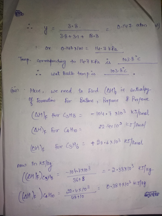 Dob 3.8. 01147 atm 03 03) y 3.87 3.14 18.8 or 0.1uA to 14.Ikla 103.8 ° 103.8°C Here, Temp. corresponding to 14.7 kPa is wet B