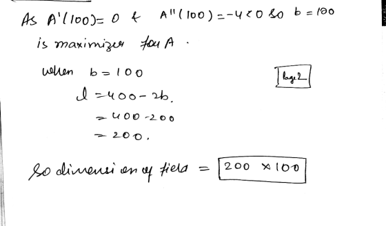 As AT100)= of A(100)=-420 So b = 100 is maximizer fou A. Wellen b=100 Page 2 I-400-ab. u00-200 - 200, so dimension of field