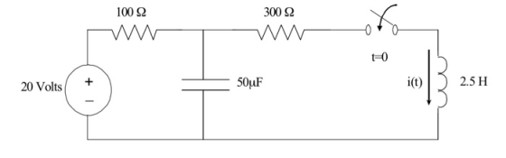 100 Ω 300 Ω t-0 20 Volts + 50uF i(t)2.5 H