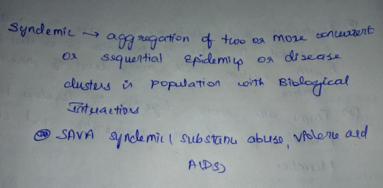 syndemic aggregation of two aggregation of two or more concurrent or sequential Epidemics on disease clusters is population w