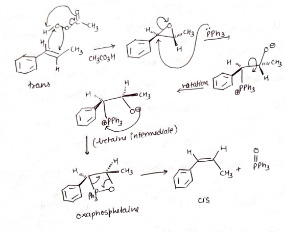 3 ppnz 1, CH₂ CO₂H Hm, lunch bans Tratation @PPh. (betaine intermediate) nir us. oxaphosphetaine