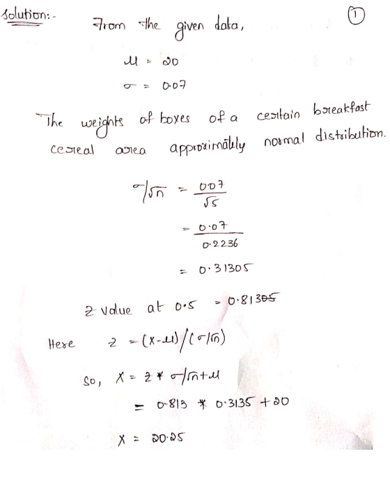 Solution: luono t ven daka The uwignk of koyes oP cexłoin bsteakfast Daimauly nosmal distsi 一.oa. o 2 236 0.31305 e>e