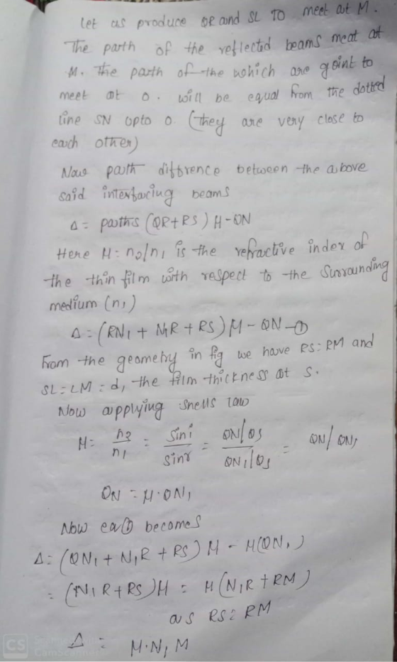 let as produce oe and SL TO meet aut M. The parth of the reflectid beams meat at M. The parth of the nohich aro goint to Loi