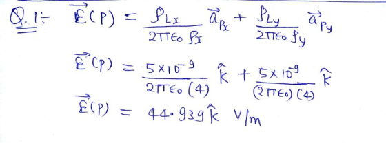 Q.I- ECP) = PLx đg + SLy ap 2TTEO I 2TTE。り E cp) = こ 5X109 2TTE0 (4) 9 f + 5x10 RTTE) (4) 44. 939 k V/m ECP) =