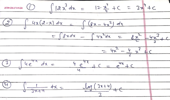 22 semaines © Slazda = 12.+= 3 + - f 4x (2-x) dx . f (2x - 4x²) de = = S8xdx - s 4x dx = 8x² 423 46 tca exte ☺ fuet de u o s