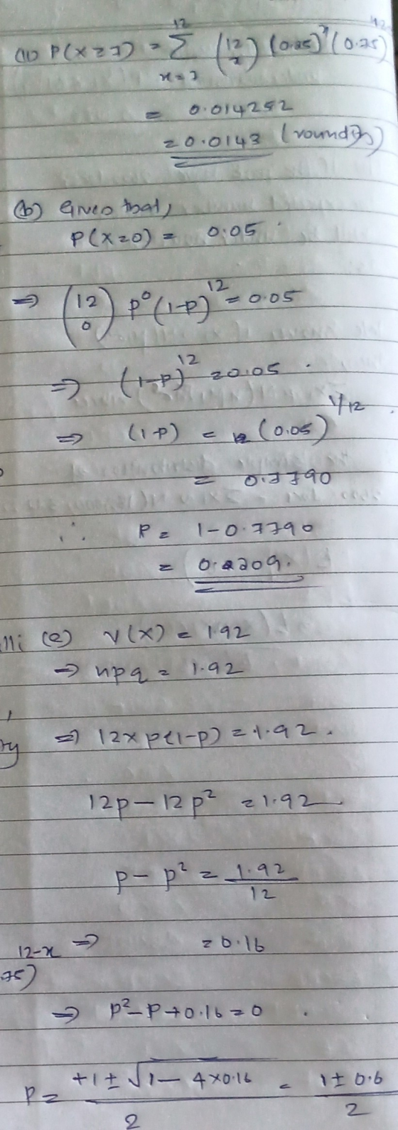 CD PCX73) - 2 13) (oud? (0. A PCX71) > 0.014252 20.0143 (round 6 - Gneo that P(x 20) = 0.05 > (13) Pº(10) 2005 2 - ( 1² 20.05