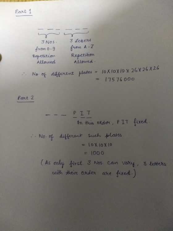 Pant 1 3 Nos de teus Repetition Repettion etitien Allewed Alleweei 17576 000 Port 2 PIT No of ditterunt such plates 10X10X10