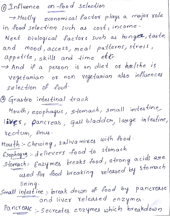 0 Influence on food selection → Mostly economical factor plays a major role in food selection such as cost, income. Next biol