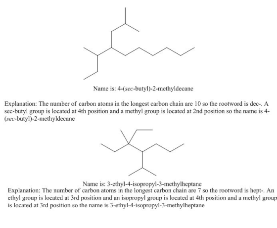 Name is: 4-(sec-butyl)-2-methyldecane Explanation: The number of carbon atoms in the longest carbon chain are 10 so the rootw