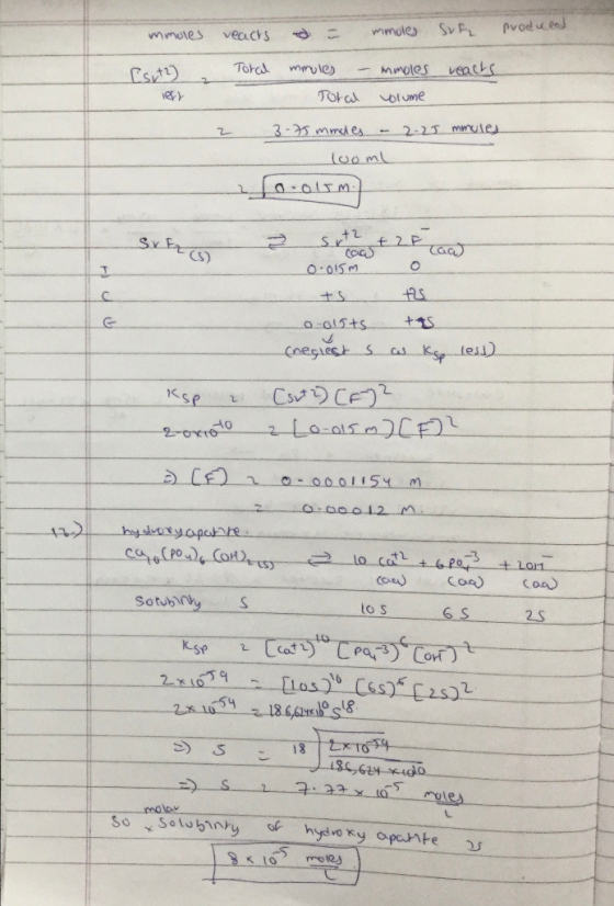 = mmoles Sh produced mmoles reacts Esrt2) Total ve reacts immules - mmoles Total blume 3-75 mmdes - 2-25 mmules luomi focom S