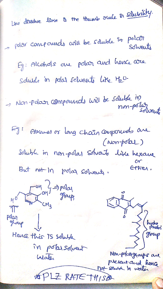 Like divzsve lire &the thumb oule h Sdlutnky. polc Saweuts polar compounds au be sduble E Alcohds du pala aund hanc ara Sdule