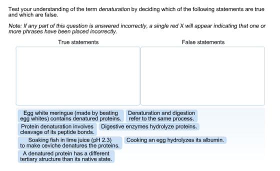Image for Test your understanding of the term denaturation by deciding which of the following statements are true and wh