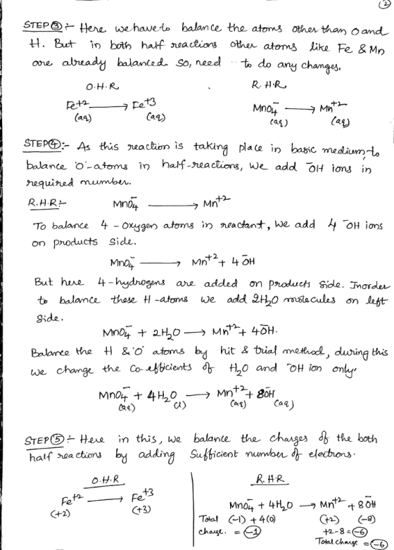 STEP③ Hoe we haveto balance the atoms -hentham and. neactiors other atoms ike Fe &Mr abuady balanted. So, need to do any chan