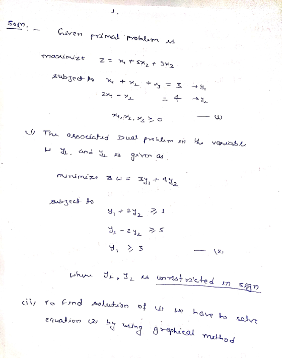 2 - Giren primal problem es maximize Z = X 757, f 3x ! subject to a tre ti=3 2x x2 = 4 sy, 592 - 6 34,32,350 ☺ The w associat